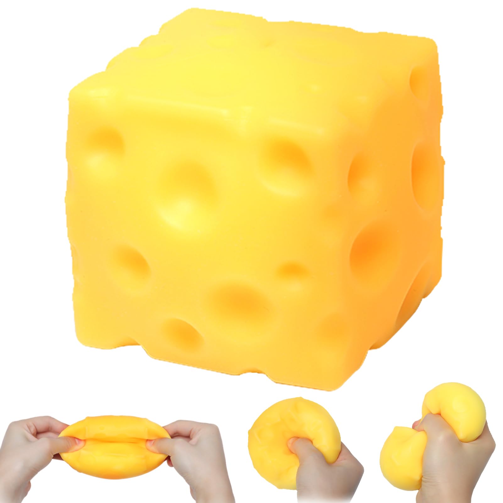 JoyPlus Squishy Fromage, Jouet À Presser en Forme de Fromages Jaune, Fromages Pâte Molles Jouets Sensoriels Carrés À Montée Lente Jouet Presser Bloc Fromages Squishys Réalistes Soulagement Stress
