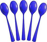 Vista 13 de Exquisite Cucharas de plástico naranja, 50 piezas, cucharas naranjas, utensilios desechables, juego de cubiertos de plástico resistente