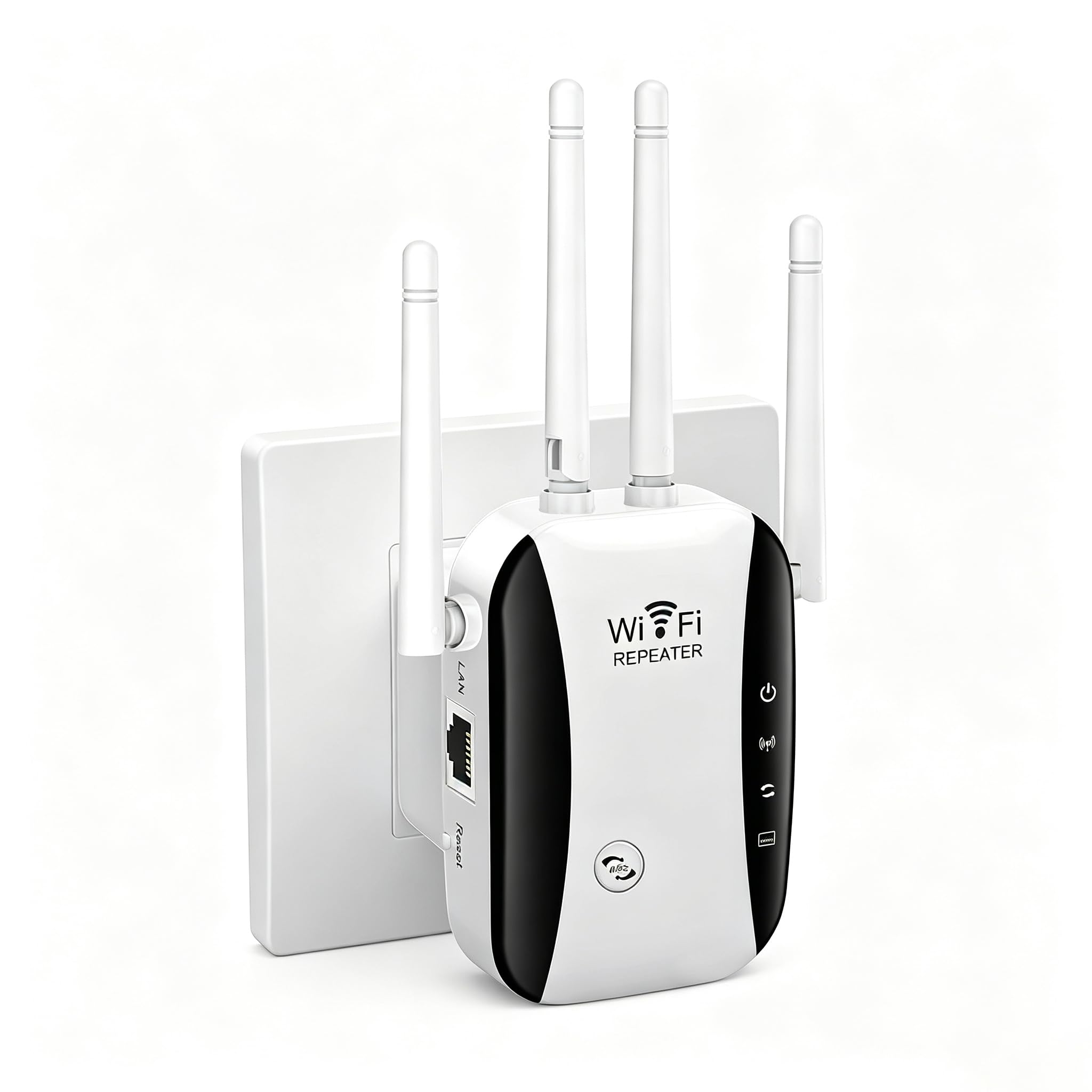 Ripetitore WiFi Potente 300Mbps (2.4 GHz) con 4 Antenne, Amplificatore di Segnale Wifi, 1 Porta LAN, Supporta Ripetitore/Router/AP - Ideale per Casa e Ufficio