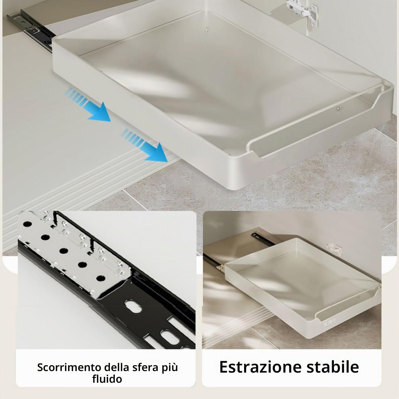43 cm x 30 cm x 7 cmCassetti Estraibili per Cucina Cassetto Telescopico Organizzatore Cassetto Telescopico Cucina non è Necessario Forare e Inchiodare Necessario Incollare Cassetto