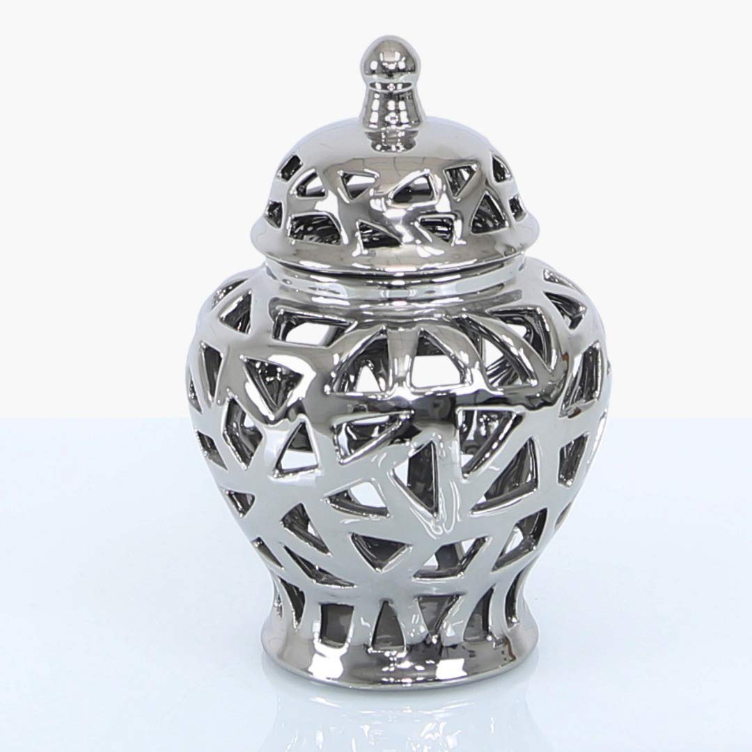 Silver Abstract Urn Ornament Tealight Candle Holder