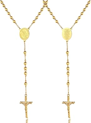 ChainsProMax Virgin Mary/St. Christopher/St. Michael Rosary Necklace for Women, Custom Photo/Text Available-Send Gift Box