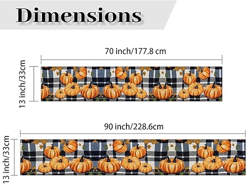 Miniatura 3 de Camino de mesa de calabaza de Acción de Gracias de 13 x 70 pulgadas, caminos a cuadros para decoración de mesa, interiores y exteriores, festivales,