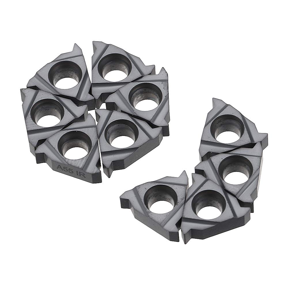10 Inserti Per Tornitura Filettata CDBP 11ER A60 - In Metall Duro, Per Acciaio E Inox, Rivestiti PVD