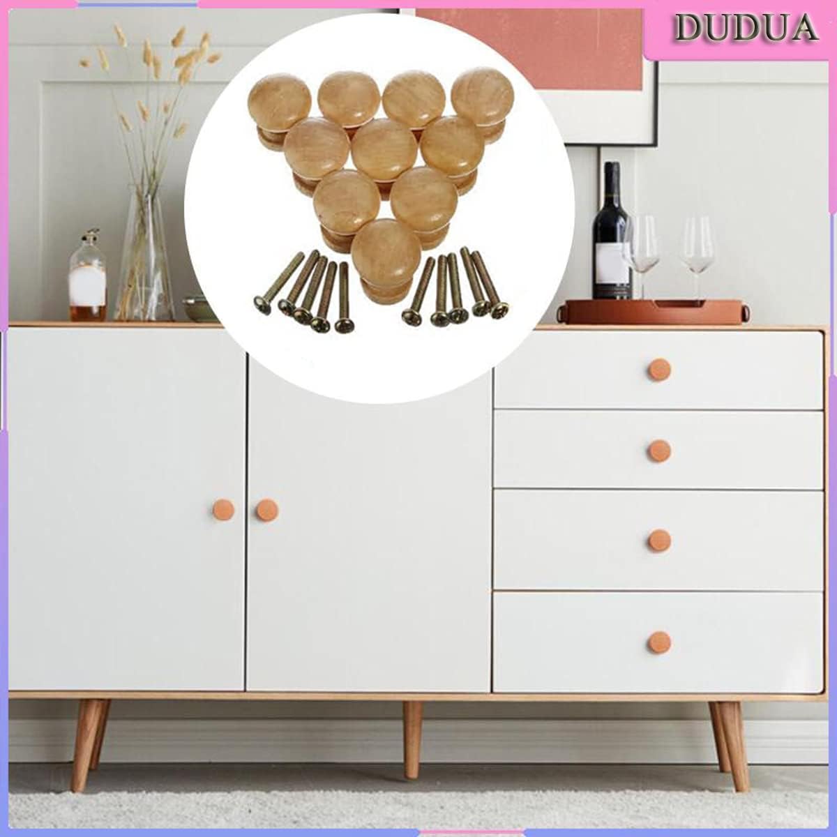 20Pcs Unfinished Wood Drawer knobs Pulls Finished, 33mm Round Mushroom Shape Wooden Cabinet Knobs Drawer Pulls Handles