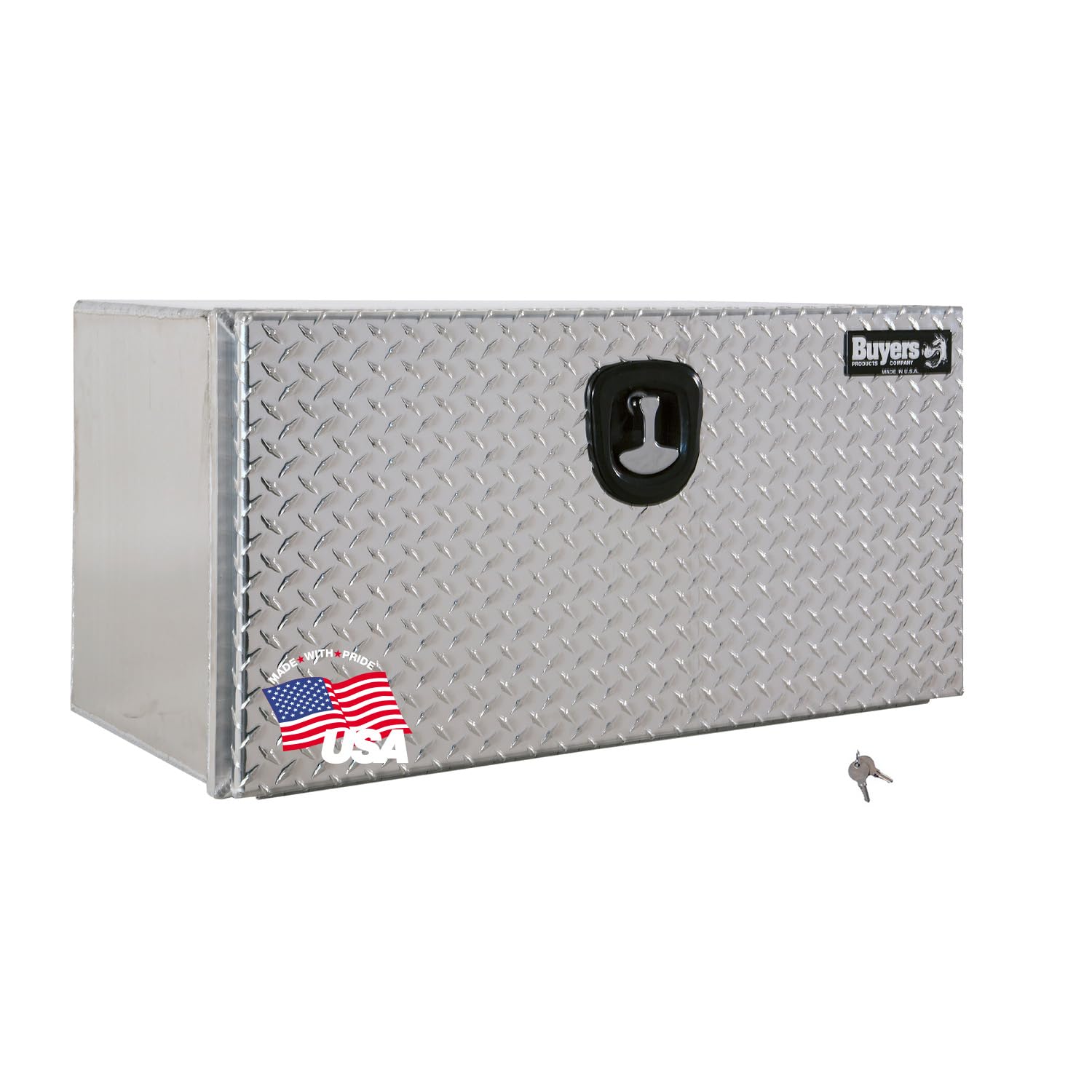 Buyers Products 1706500 Silver Aluminum Underbody Truck Box with Diamond Tread Door, 18x18x24 Inches, Durable Vehicle Tool Box for Storage and Organization