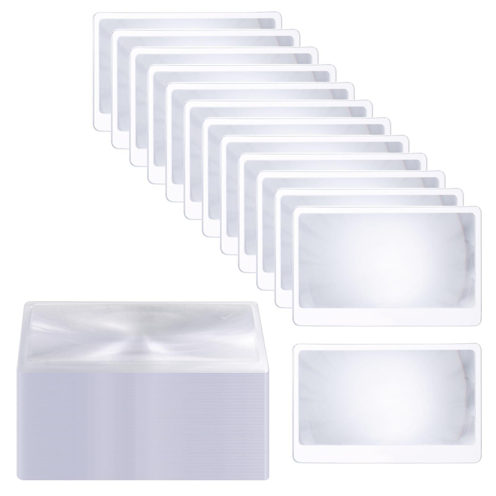 200 Stück dünne Fresnel-Linsen, Taschenlupe im Kreditkartenformat, tragbare Leselinsen mit 3-facher Vergrößerung, 8,4 x 5,6 cm, für Bücher, Karten und Dokumente, leicht und flach