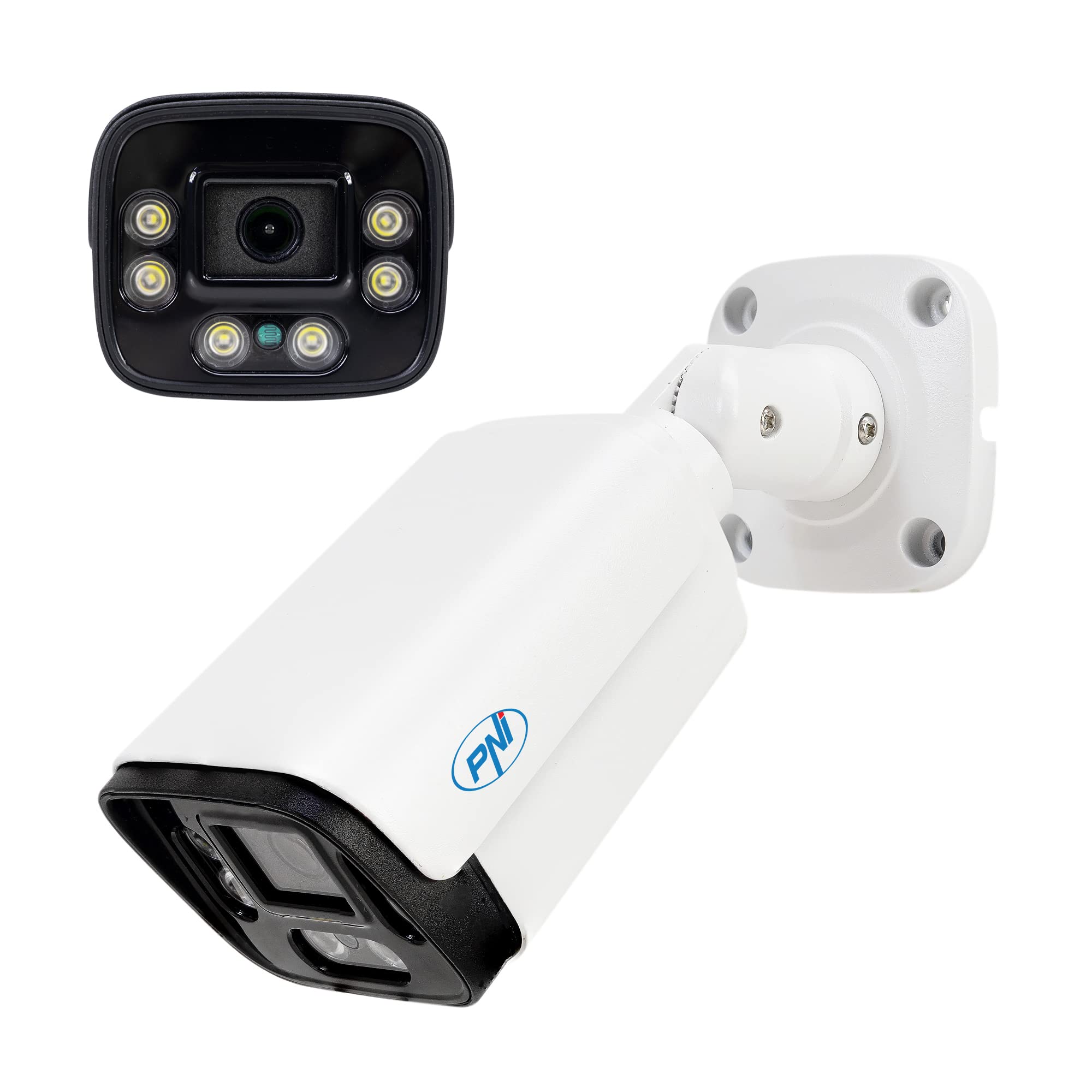 PNI Telecamera di videosorveglianza IP125, 5 MP, H.265, per esterni e interni, IP66, riconoscimento personale, rilevamento del movimento