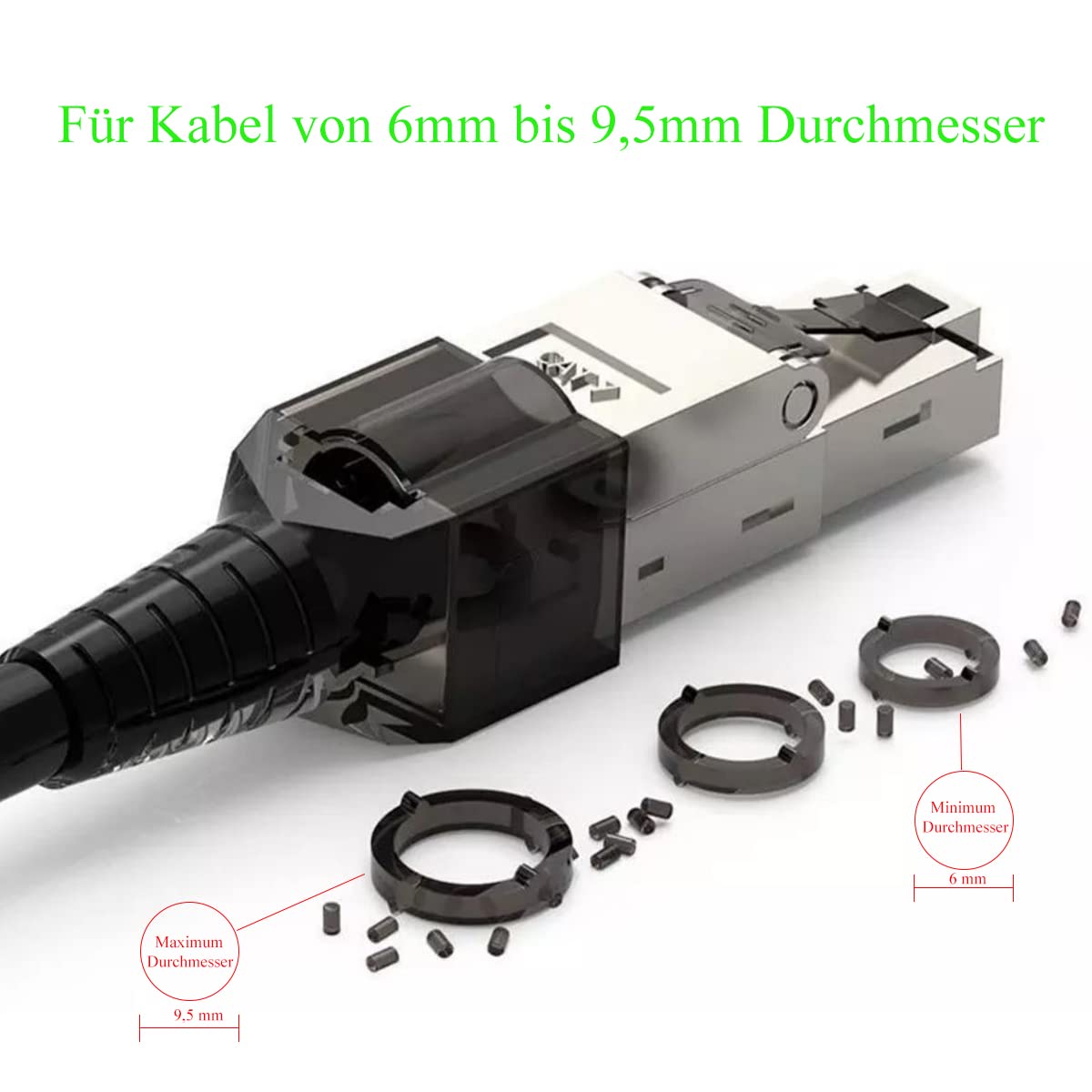 NAUC Netzwerkstecker Cat 7 CAT7 werkzeuglos RJ45 LAN Kabel Stecker ohne Werkzeug werkzeugfrei kompatibel mit CAT6 CAT6a CAT5 Verlegekabel Patchkabel Netzwerkkabel 10 Stück