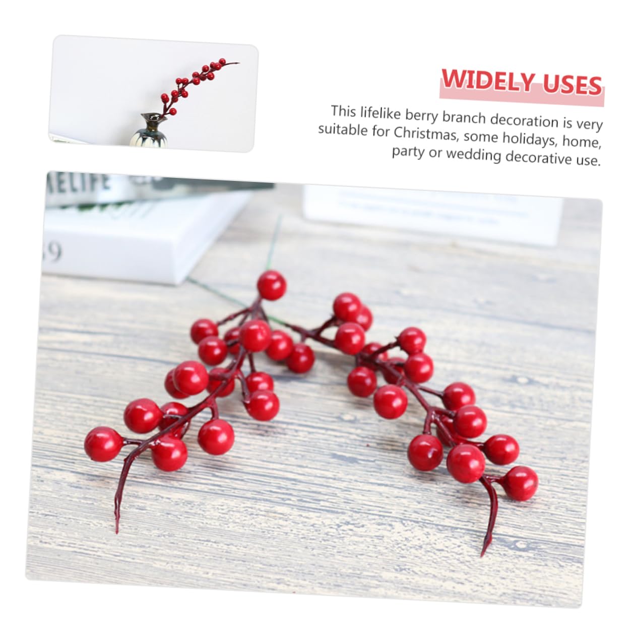 Abaodam 80piezas Ramas Artificiales De Roja para Decoración De Navidad y Arreglos para Bouquets y Mesas