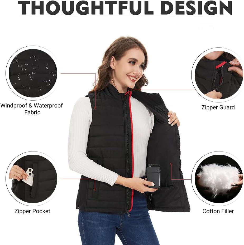 Heated Vest for Men & Women - with Battery Pack Included Warming Electric Vest with Power Bank USB Rechargeable