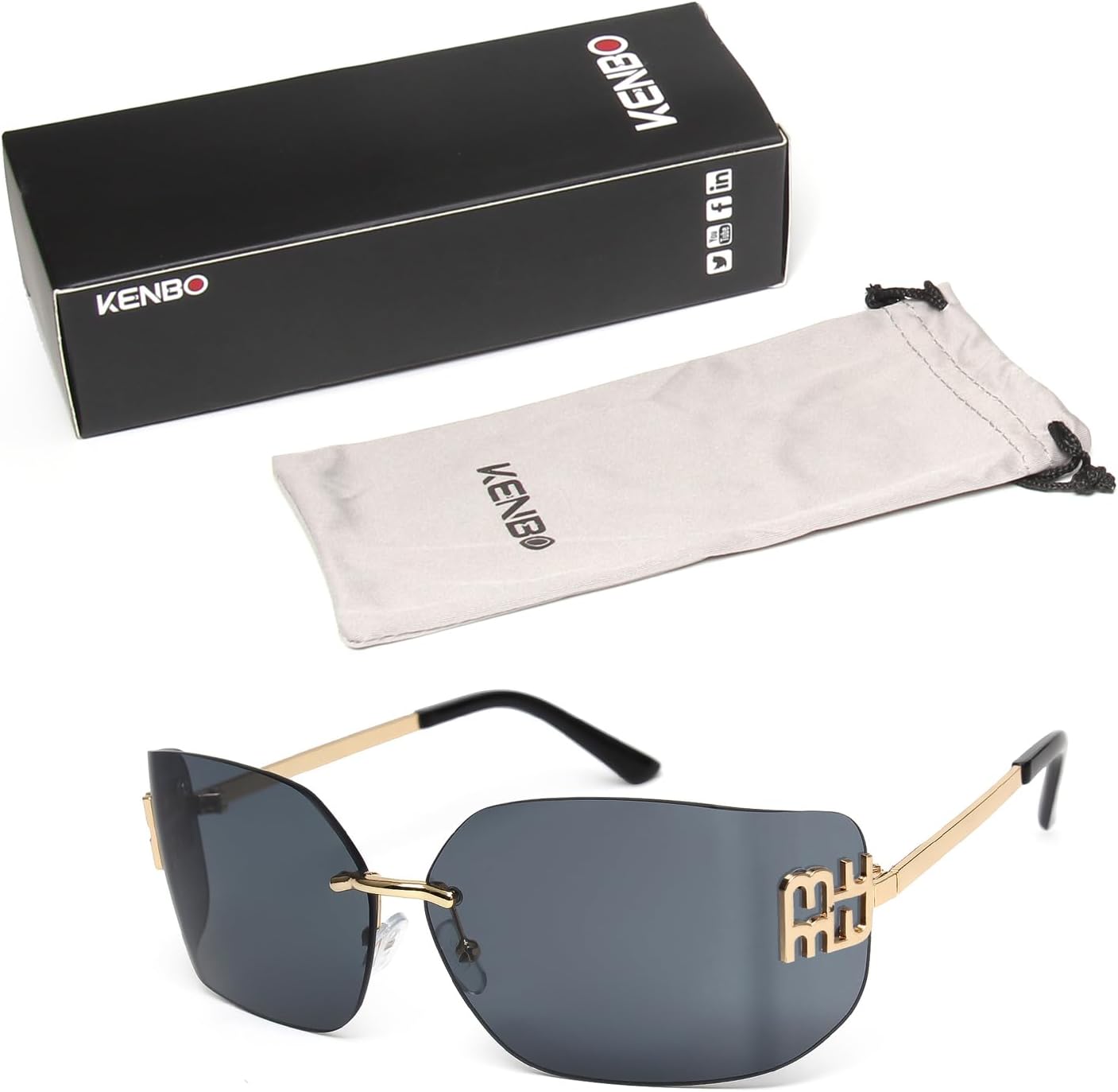 KENBO Futuristic Rimless Y2K Sunglasses for Women Men Fashion Wrap Around Frame Trendy Shield Frameless Design - Image 7