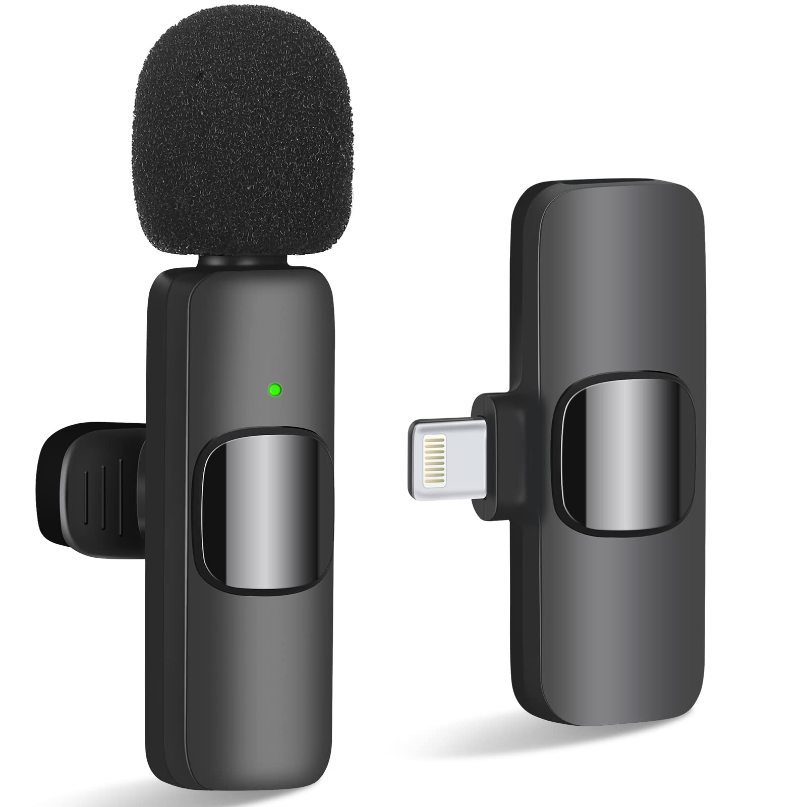 IIQ Wireless Lavalier Microphone for iPhone, Mini Professional Wireless Lavalier Microphone, Wireless Clip Mic, Tiny Lapel Microphone for iPad, Laptop, for Video Recording, Facebook, Tiktok,YouTube