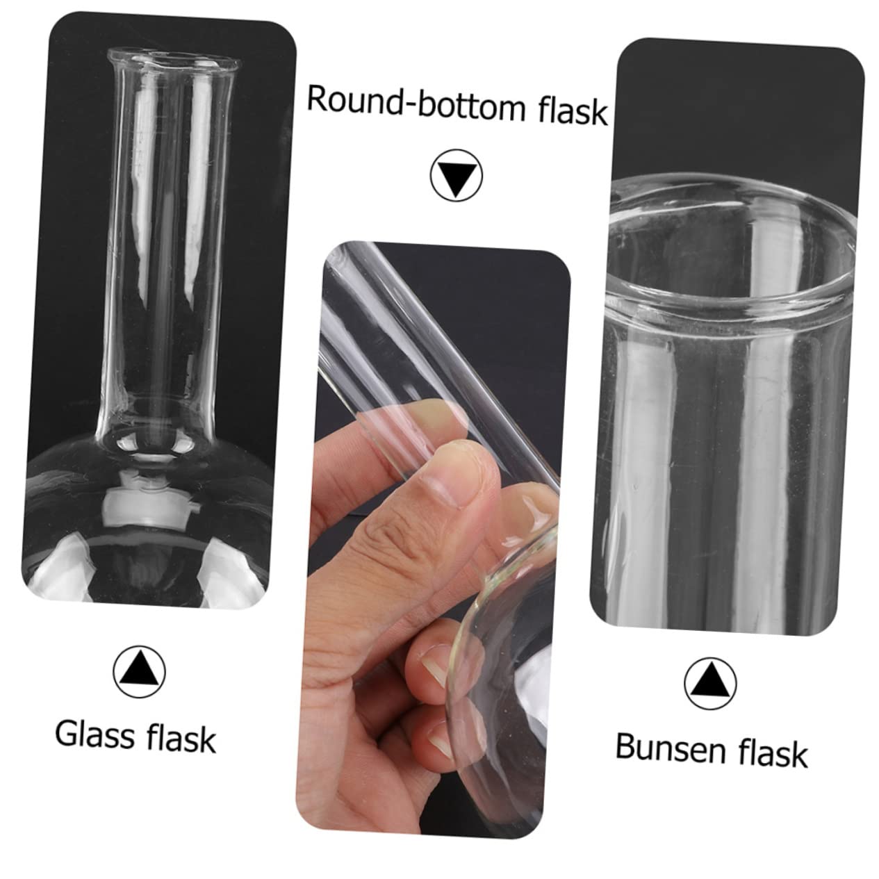 Healvian Flacon 2pcs à Fond Rond en Verre Transparent Léger pour Expériences Chimiques et Étude Scientifique en Laboratoire École