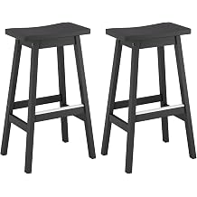BestOffice 24 Inch Bar Stools Set of 2, Wooden Saddle Counter Stools, Brown