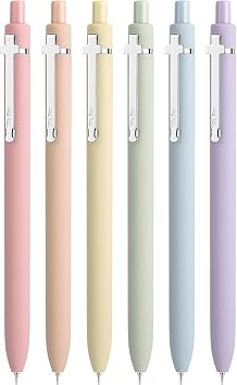 Mr. Pen- Bible Journaling Pens, 6 Pack, Black Ink, Retractable Gel Pens 0.5 mm, Soft Pastel Barrels with Silver Cross Clip, Smooth Writing for Bible Study, Journaling, Planning & Gifts for Women