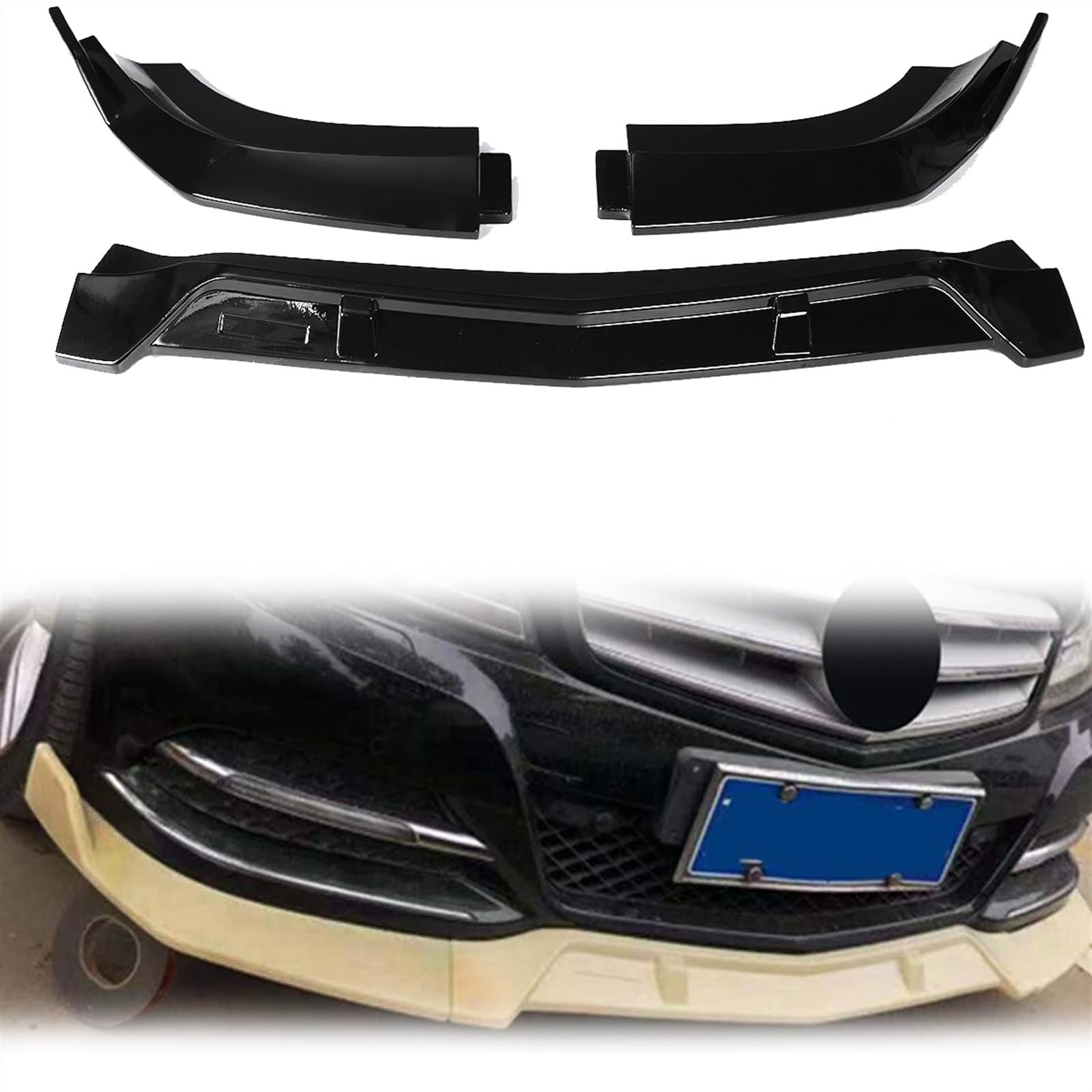 Aileron pare-chocs avant au design sportif pour Benz W204 noir