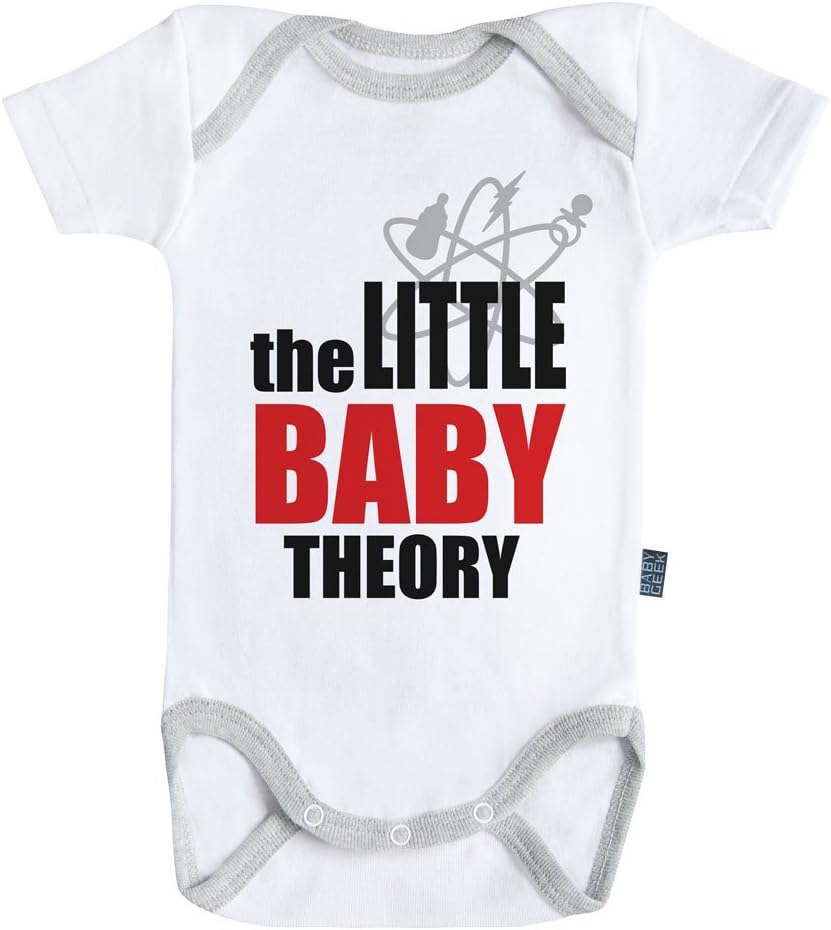 Baby Geek The Little Baby Theory Bodysuit/Onesie Short Sleeves - 100% Cotton (3-6M) White