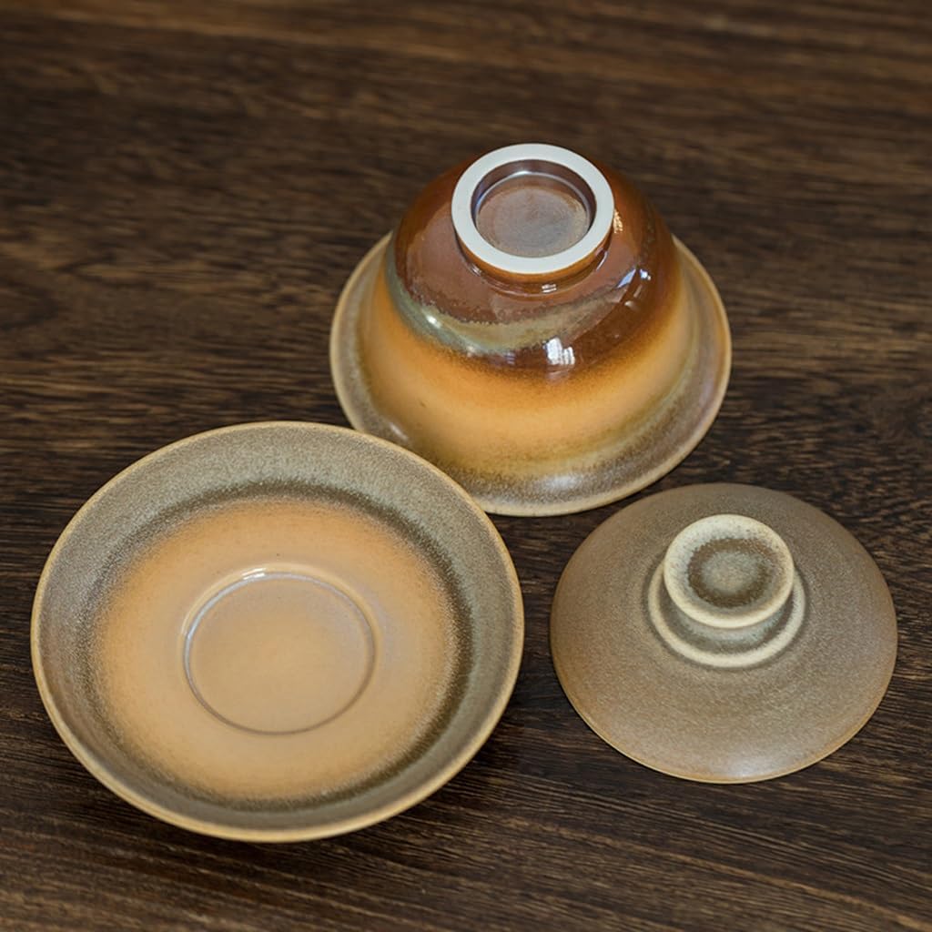 Ceramic Gaiwan Retro Handmade Tea Bowl Maker With Cover Teacup Set