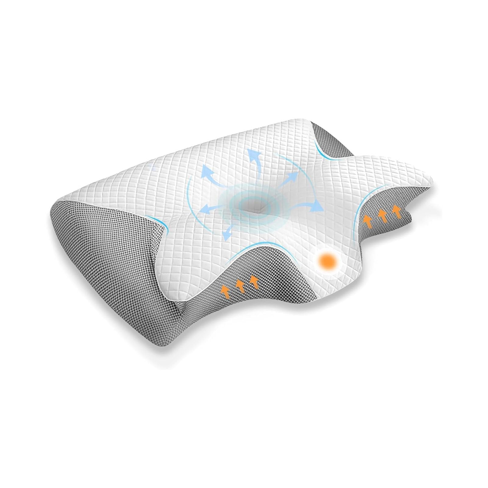 JINER Cuscino Cervicale per Dormire, Cuscino Ortopedico in Memory Foam, Cuscino Ergonomico Cervicale per Dormire sul Fianco con Federa Sfoderabile e Lavabile, 62x37x10/12cm