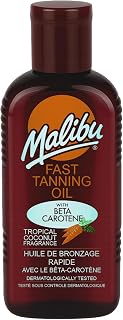 Malibu Fast Tanning Oil with Beta Carotene & Vitamin E - 6.8oz Tan Accelerator for Outdoor/Tanning Bed, Coconut Scent, Cruelty-Free UK Made