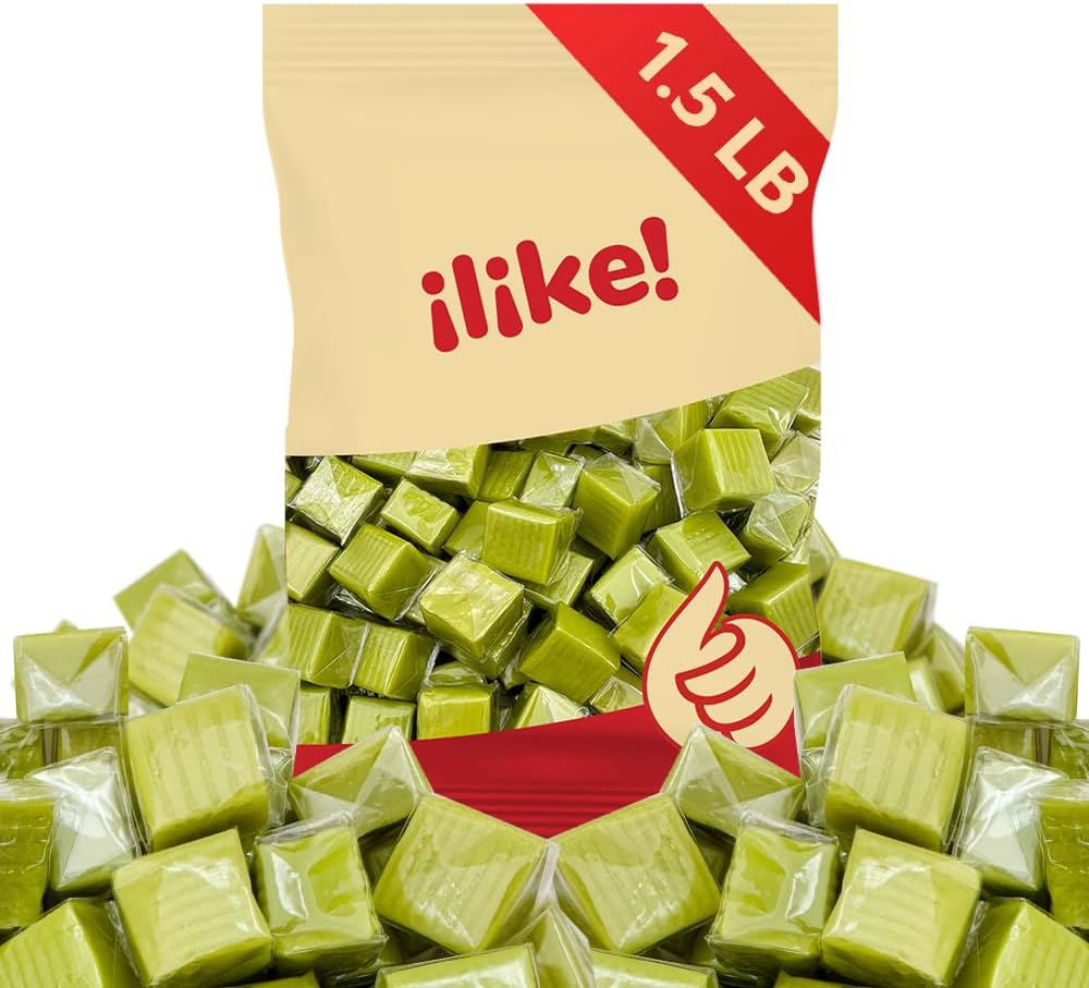 Green Apple Caramel Cubes Candy, 1.5-Pound Pack, Individually Wrapped
