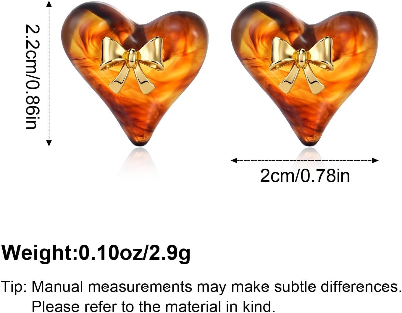 Amber Resin Heart Stud Earrings for Women Gold-Plated Statement Studs Lightweight Acrylic Trendy Jewelry - Image 6