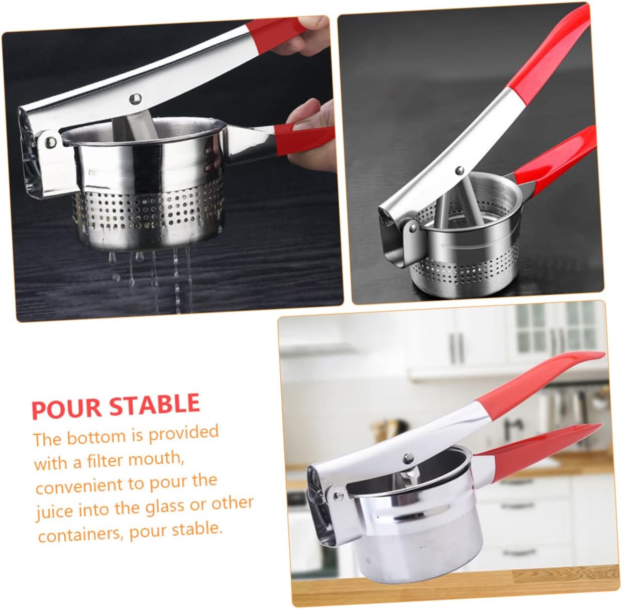 Handheld Fruits Squeezer Juicer Manual Press Tool for Oranges Citrus Design Easy to Use for Home Bar Red Coated Version
