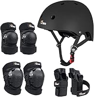 JBM Adult & Kids Full Protective Gear Set: Skateboard Helmet, Knee Elbow Pads, Wrist Guards for Roller Skating, Scooter, Inline Skateboarding