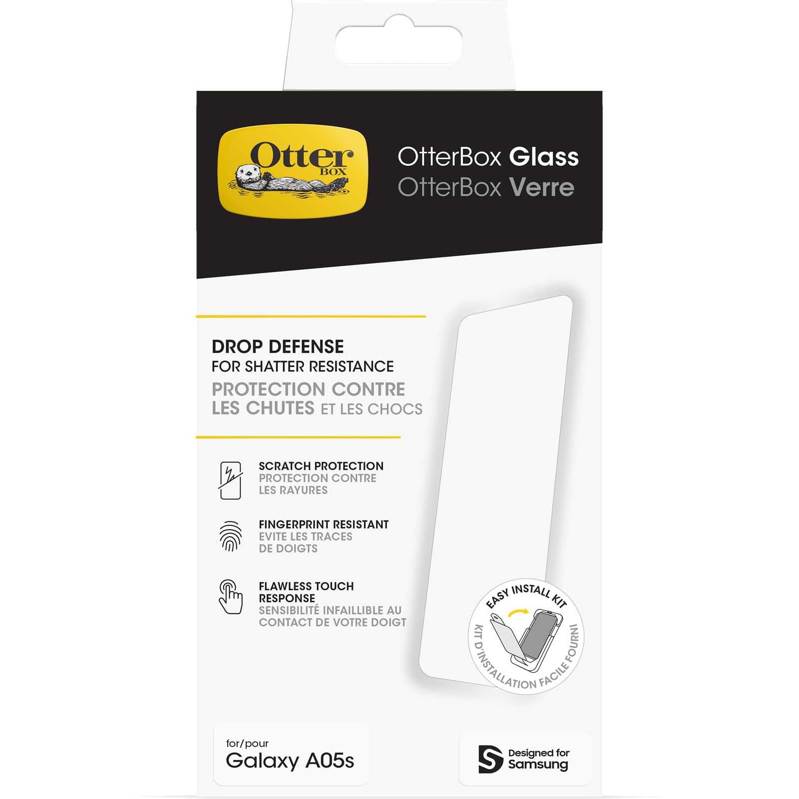 OtterBox Glass Screen Protector for Galaxy A05s, Tempered Glass, Scratch Protection, Drop Defense for Shatter Protection