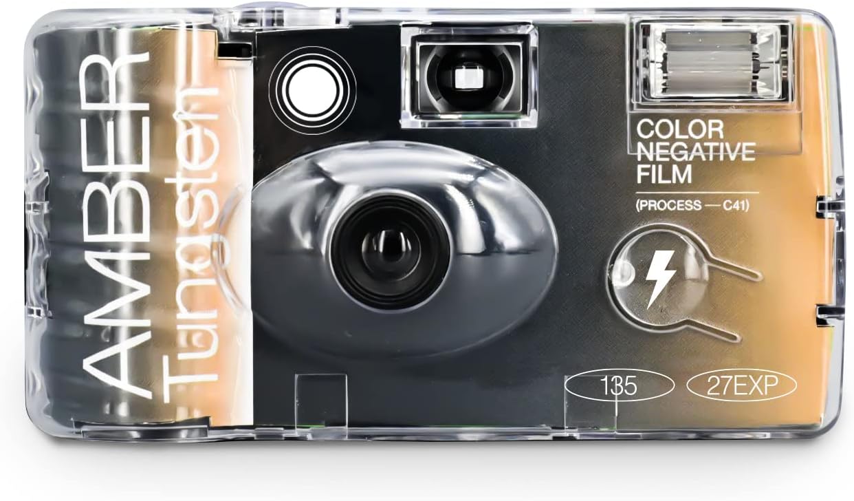Amber Tungsten 35mm Disposable Film Camera 27exp, Color Negative Film, Focus Free, Easy to Use, Built in Flash (Film and Battery Included)