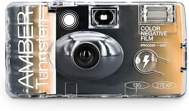 RETO Amber Tungsten 35mm Disposable Film Camera 27exp، Color Negative Film، Focus Free، Easy to Use، Built in Flash، Single Use Film and Battery