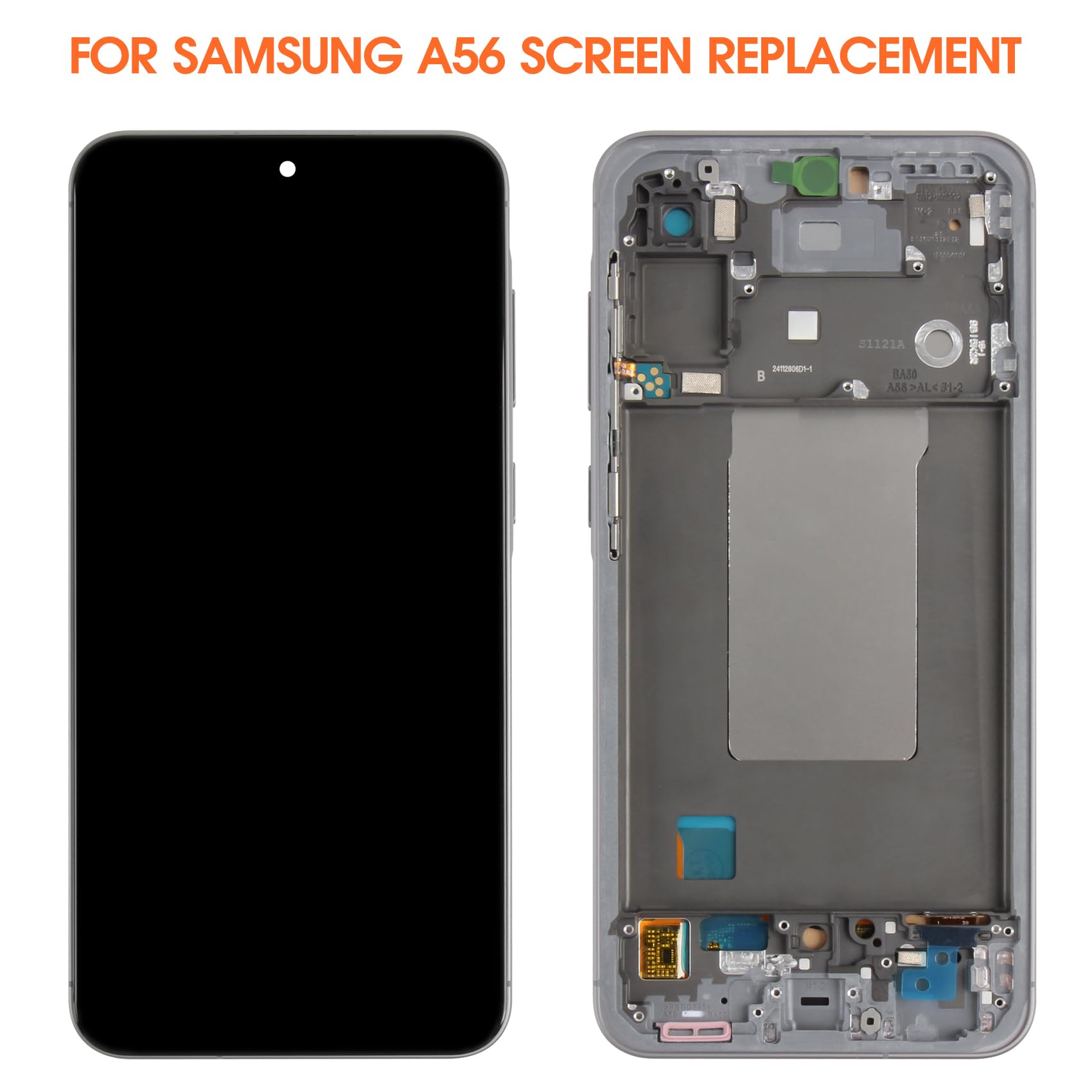 AGCUT Display LCD TFT per Samsung A56 LCD Display per Samsung Galaxy A56 5G A566 SM-A566B SM-A566E Schermo di Ricambio Digitalizer Touchscreen Assembly con Riparazione (Nero, senza impronta)
