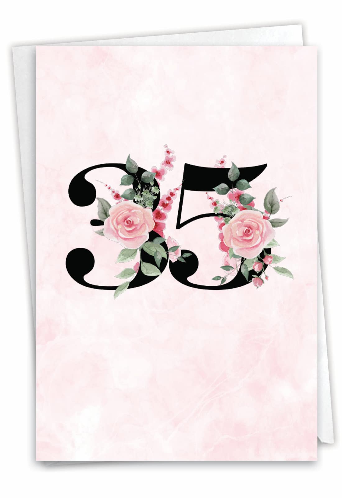 NobleWorks35th Milestone Anniversary Greeting Card with 5 x 7 Inch Envelope (1 Card) Floral Couple 35 C10479MAG