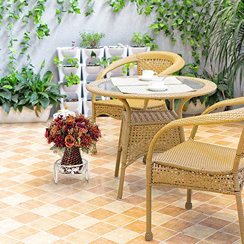 Homsunny Fall Artificial Flowers In Vase, Silk Flowers Arrangements, Fake Rose Bouquets With Vase For Home Office Dinning Room Table Kitchen Desktop Decoration (Brown) #TOP2