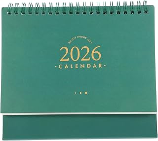 Small Desk Calendar 2025 2026 Minimalist Monthly Planner for Teachers | Paper Pages, Twin Wire Binding, Writable Back, Easy Flip Pages, Green Compact Design for Home Holidays