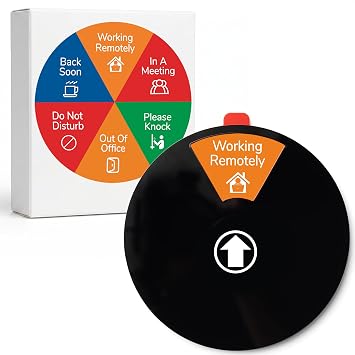 Office Door Sign Do Not Disturb Sign, 6-in-1 Rotating Privacy Door Sign for In a Meeting, Out of Office, Back Soon, Working Remotely, Please Knock, Magnetic & Adhesive, 6 Inch