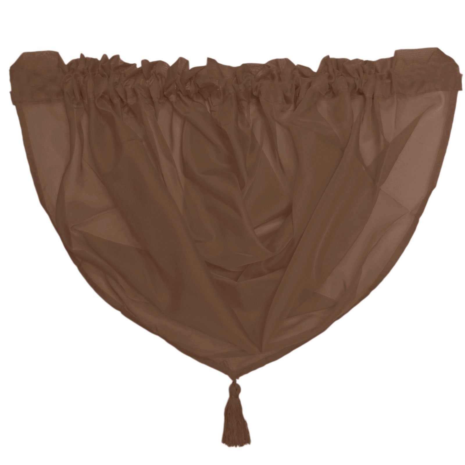 Just Contempo Tasseled Slot Top Voile Swag, Chocolate Brown, 22 x 18-Inch
