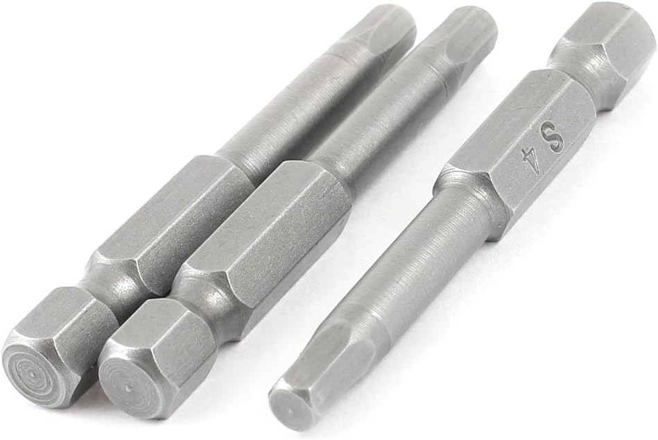 uxcell Power Tools Gray Magnetic 4mm Tip Hexagon Screwdriver Bits 3 Pcs