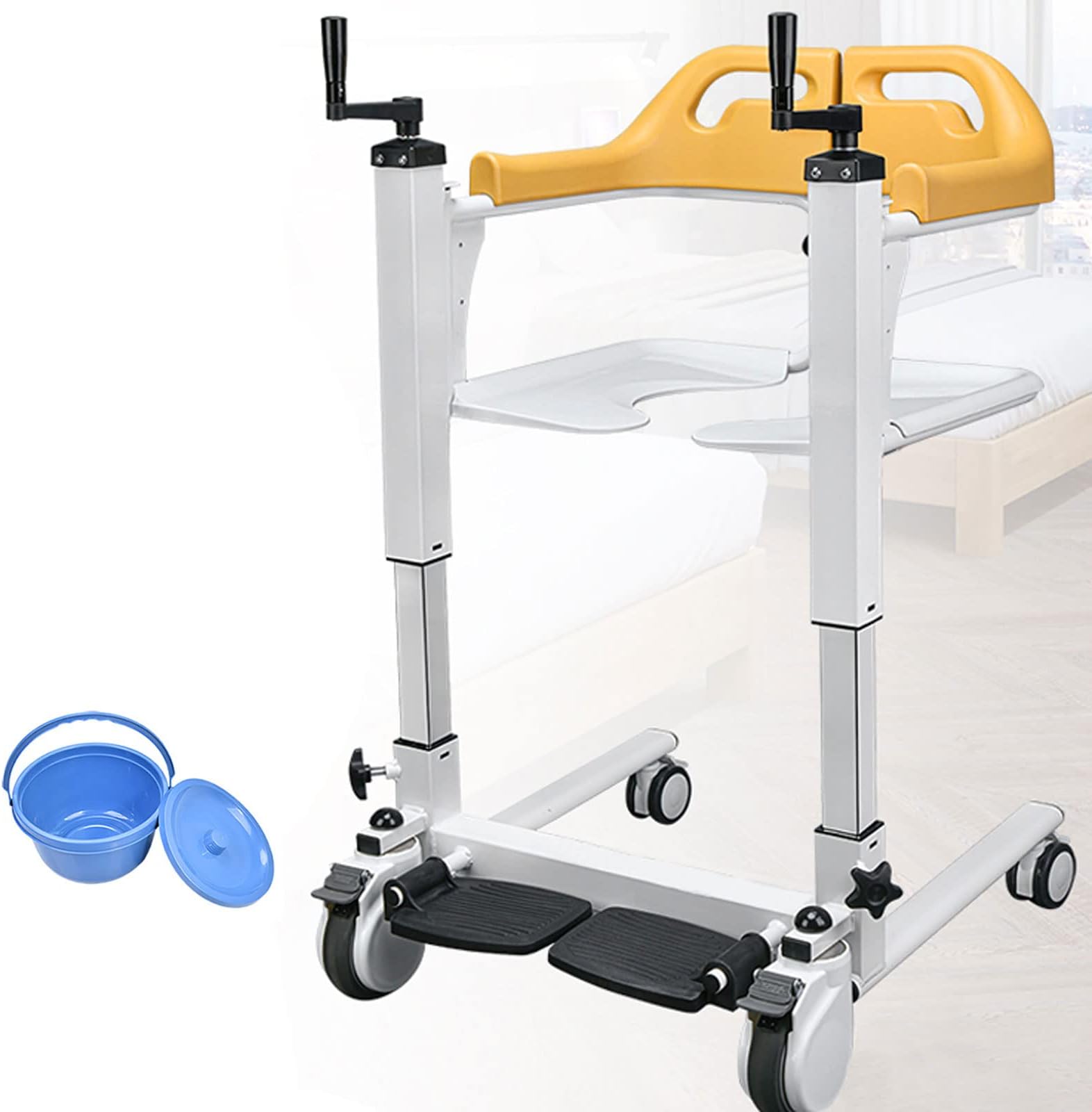 Imove Patient Lift and Transfer Chair, Multifunctional Wheelchair Shower Chair with Wheels and Folding Pedal, Multifunctional Nursing Wheelchair for Nursing Paralyzed Elderly,Disabled People