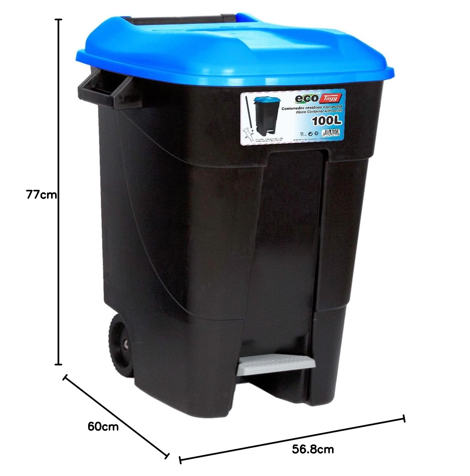 Tayg 421020 Eco - Contenedor de Residuos Eco con Pedal, color Azul, 100 L