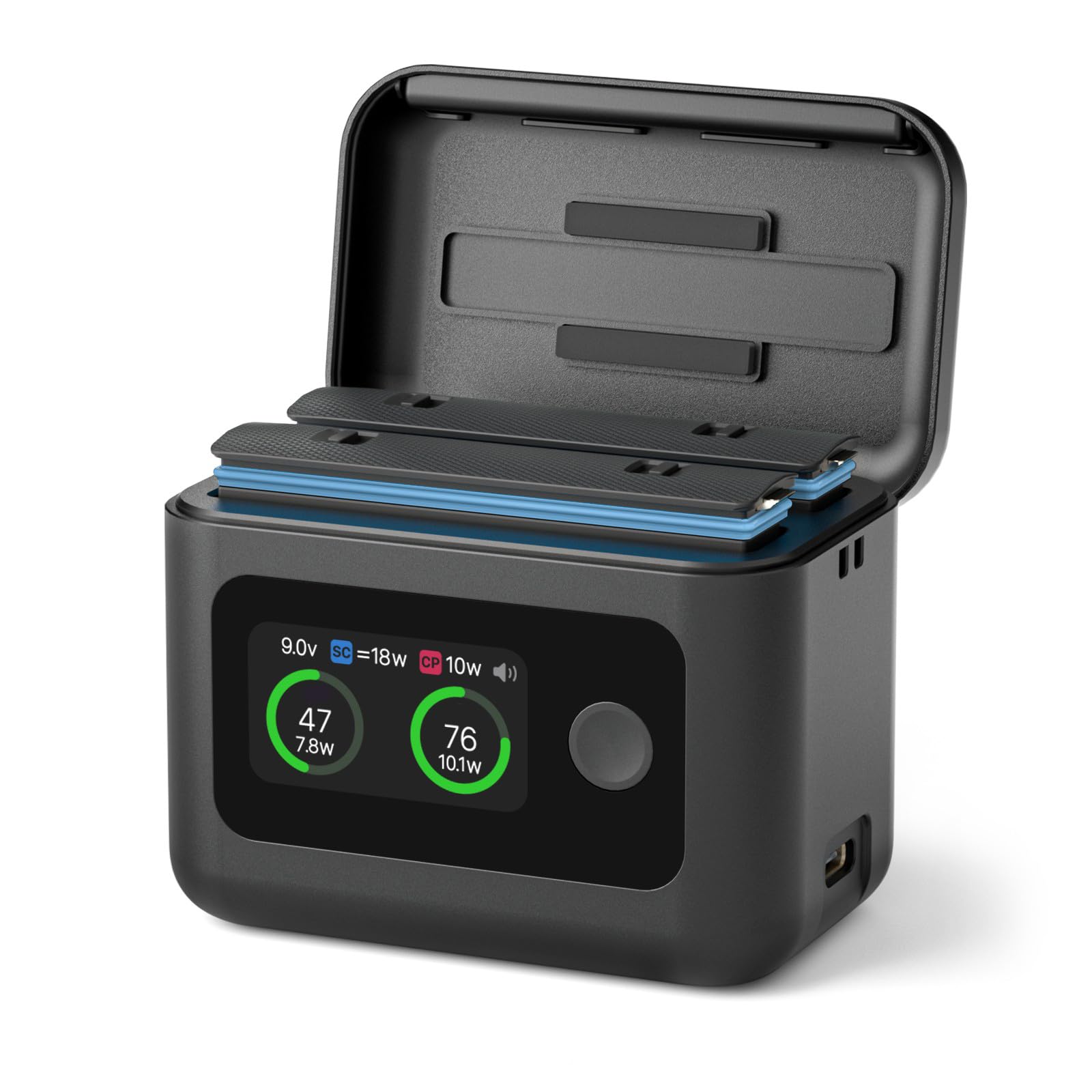 Base de carga universal ABS compatible con baterías dobles, pantalla LCD y carga de dispositivos móviles para adaptador de batería de cámara