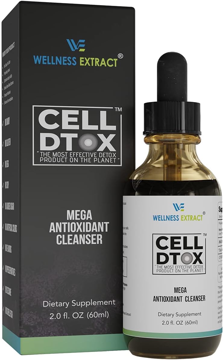 Wellness Extract Cell Dtox - Humic, Fulvic Acid & Zeolite, Electrolyte Alkaline Water Mineral Drops with Zero Sugar, Powerful Antioxidant Supplement 2 oz