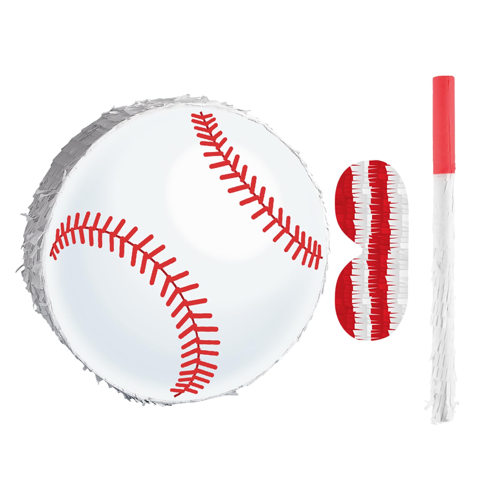 Abaodam Piñata de Béisbol para Fiesta Deportiva Infantil con Cartón y Papel Crepé Incluye Antifaz y Bate Resistente Decoración Colgante Fácil de Rellenar Juego Temático para