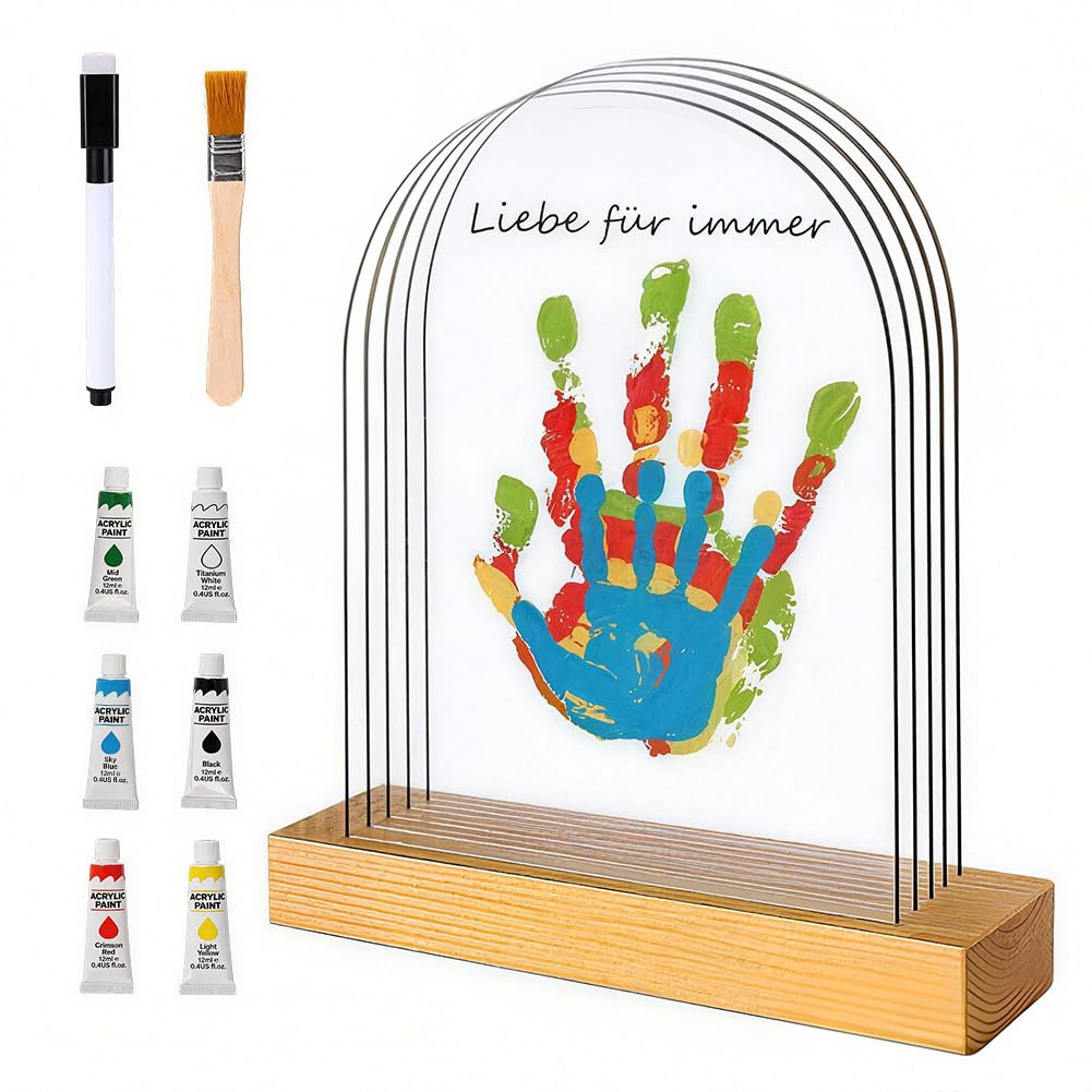 Kit empreintes familiales en acrylique à 5 plaques et 6 couleurs