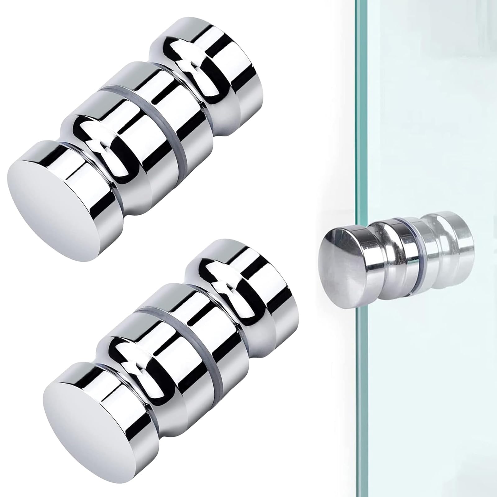 Gałka do drzwi prysznicowych, 2 sztuki, gałka do drzwi prysznicowych, M8 x 30 mm, stal nierdzewna, uchwyt prysznicowy, szklane drzwi przesuwne