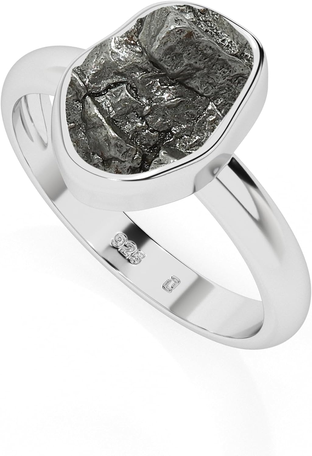 Natural Raw Meteorite Solitaire Rings for Women in Sterling Silver, August Birthstone Jewelry Gifts for Her Birthday, Anniversary, Christmas (Bezel-Set)