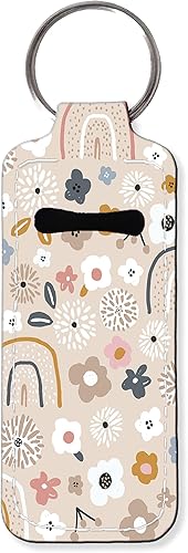 KLLRO RUO Chapstick Holder Llavero Moda Lápiz Labial Manga Bálsamo Labial Portátil Bolsillo Brillo Labial Soporte de Tubo