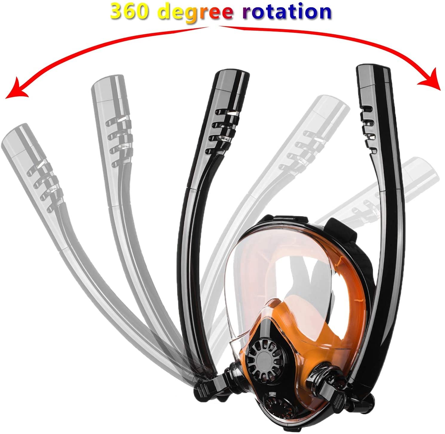 MRKU Gafas de Buceo con Tubo de respiración, antivaho, de Cara Completa, con Doble Tubo, visión panorámica de 180°, antivaho y Soporte para cámara para Adultos y Adolescentes