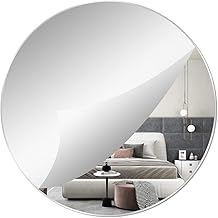 40 cm Wall Mirror Round Self-Adhesive Glass Mirror HD Decorative Wall Mirror Frameless Mirror Large for Guest Toilet, Bathroom, Dressing Room, Living Room etc